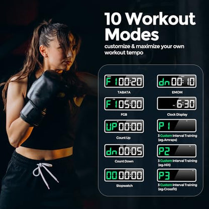 REACHER Portable Gym Timer Clock for Home Garage, Countdown/UP, Stopwatch, Workout Interval Timer with Powerful Battery, Strong Magnet, Adjustable Volume, Digital Fitness Crossfit Boxing HIIT