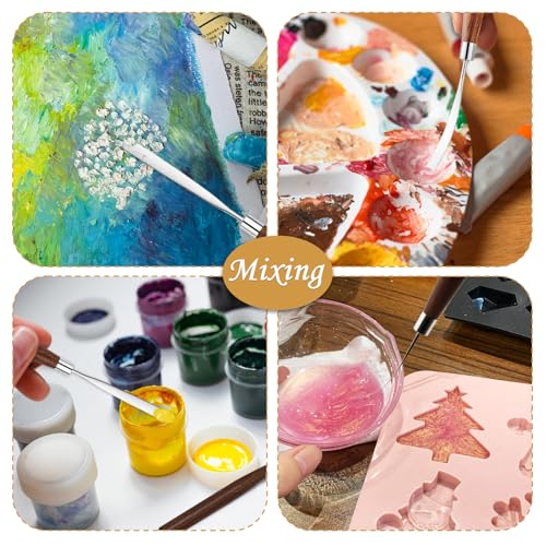 Palette Knife, Stainless Steel Painting Knife with Wood Handle, Metal Artist Knife for Oil, Canvas, Acrylic Painting, Flexible Spatula Pallet Knife for Color Mixing,Spreading - color: Palette Knife