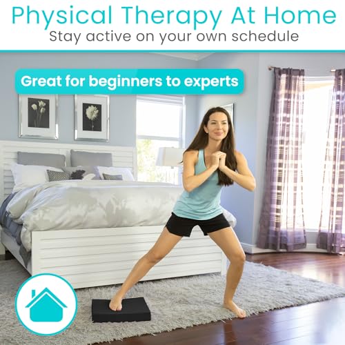 Vive Balance Pad - Foam Large Yoga Mat Trainer for Physical Therapy, Stability Workout, Knee and Ankle Exercise, Strength Training, Rehab - Chair Cushion for Adults, Kids, and Travel - color: Midnight Black