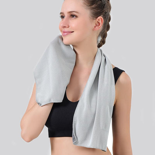 Cooling Sports Towels with Silicone Case Portable Quick-Drying Microfiber Ice Towels and Storage Bag Lightweight Outdoor Sports Towel for Gyms Fitness Sport Breathable Towel Set Cooling Neck Wrap - color: Grey