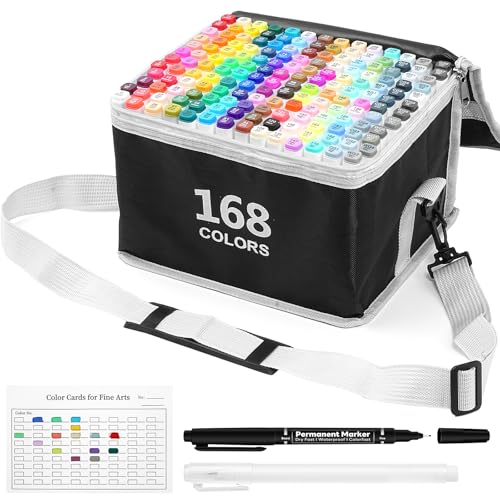 Alcohol Based Art Markers 168 Colors - Professional Double Sided Marcadores | Good Markers for Artist Blendable Coloring Marker Pens for Adult - Coloring Books No Bleeding Illustration Drawing for Kids