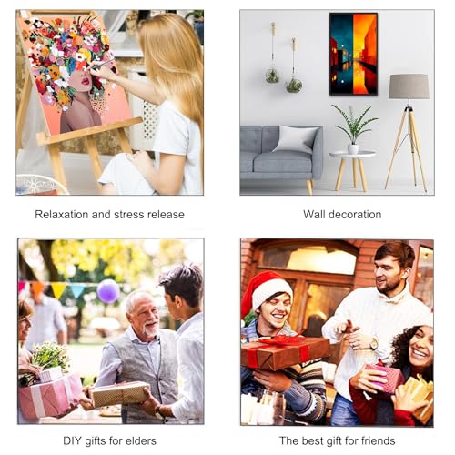 ARTGOTO Large Paint by Numbers for Adults Abstract Cityscape | 15.7x27.5inch/40x70cm Paint by Number Kit on Canvas, Urban Street Reflection Acrylic Painting Set, No Frame - color: PBN037
