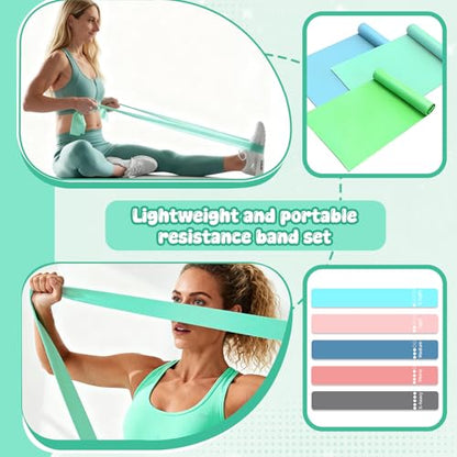 19PCS Pilates Kit, Mint Green Home Pilates Workout Kit for Women, Pilates Equipment with 14" Pilates Ring and Ball, Ankle Weights, Resistance Bands, Pilates Socks Accessories for Home Workout