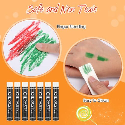 Nezyo 48 Pcs White Oil Pastels Bulk Soft Oil Crayons Single Color Creamy Pastels Stick Refill Set Art Supplies for Artists Beginners Art Painting Drawing Blending Graffiti - color: White