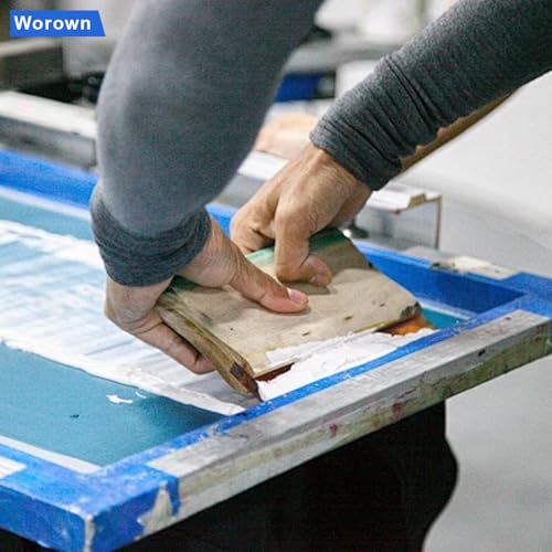 Worown 8 x 10 Inch Aluminum Silk Screen Printing Frame with 110 White Mesh, and Including 4 x 6 Inch Wooden Screen Printing Squeegee - size: 8 x 10 Inch