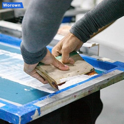 Worown 8 x 10 Inch Aluminum Silk Screen Printing Frame with 110 White Mesh, and Including 4 x 6 Inch Wooden Screen Printing Squeegee - size: 8 x 10 Inch