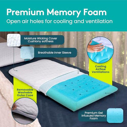 BLISSBURY King Stomach Sleeper Pillow, Flat Memory Foam, 2.6 Inch - color: White, size: 2.6"H (King)