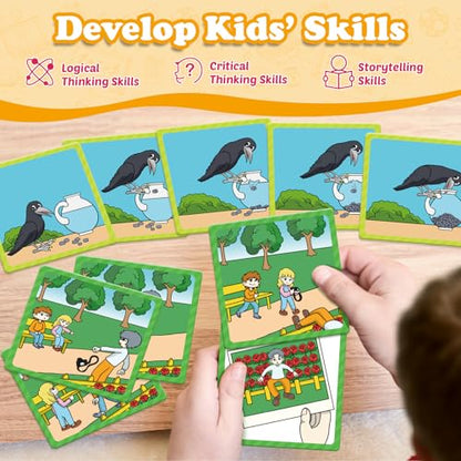 Kasfalci Sequencing Cards,Sequence Board Game for Kids,Speech Therapy Materials Toys for Autism,Story Storytelling,Social Skills,Sentence Building,Preschool Learning Activities,Classroom & Homeschool - style: 5-Scene-New