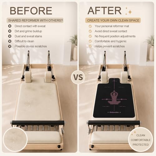 Pilates Reformer Mat, Non Slip Backing Reformer Mat Cover for Pilates Machine, Exercise Mat with Sweat-Wicking Surface, Foldable Pilates Mat Home Gym Yoga Training, 39" x 24" - color: BlackPink