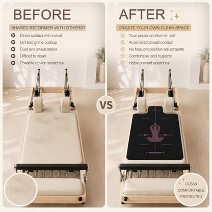 Pilates Reformer Mat, Non Slip Backing Reformer Mat Cover for Pilates Machine, Exercise Mat with Sweat-Wicking Surface, Foldable Pilates Mat Home Gym Yoga Training, 39" x 24" - color: BlackPink