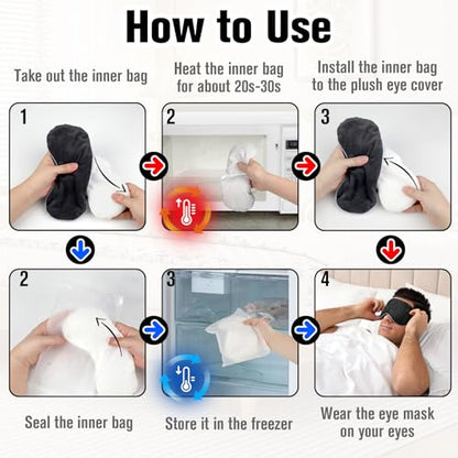 BeHoomi Cooling & Heated Eye Mask, Weighted Eye Mask for Sleeping, Black - color: Black