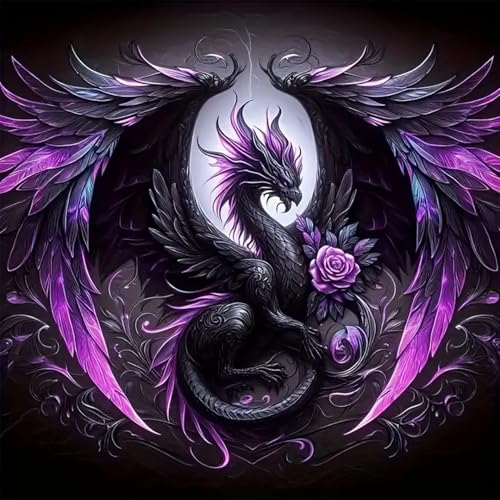 GOUOYANA Dragon Diamond Art Kits for Adults, Full Drill Dragon Diamond Painting Kits for Beginners, DIY Full Rhinestone 5D Diamond dots (Gemstone Craft), Home Wall Decoration (14x14 inch) - color: DP02467