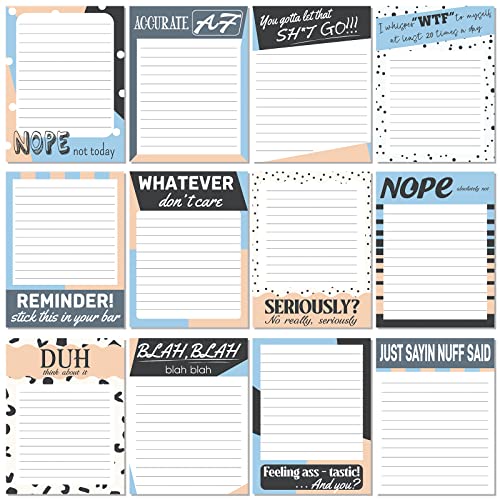 Pajean 12 Designs Funny Sticky Notes, Office to Do List,Retro Style | Sarcastic Notepads with Funny Sayings, 3 X 3.93 Inch Sticky Memo Pads, Assorted Colors, Office Desk Supplies - style: retro