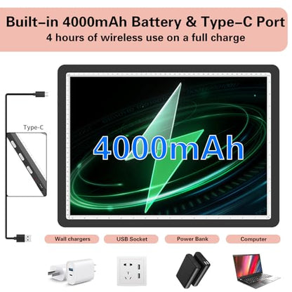 YINGWOND Rechargeable A3 Light Pad for Diamond Painting with 4000mAh Battery,Side Physical Buttons,Diamond Art Light Board,Magnetic Light Pad 13.4x18.2,LED Light Box for Tracing,Drawing,Weeding Vinyl - style: Rechargeable A3 Black