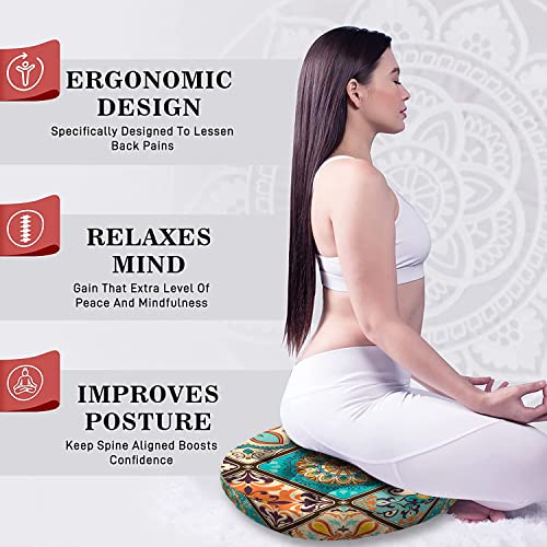 Velvet Meditation Cushion, Boho Floor Pillow, 22'' X 22'' - color: 03.mandala Meditation Cushion-2, size: 22x22 inch round