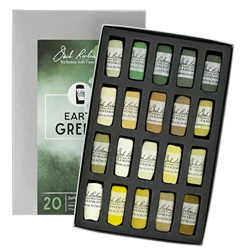 Jack Richeson 422975 Color Value Hand Rolled Soft Pastel Set (20 Piece), Earth Greens