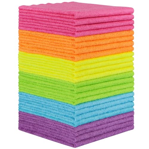 Orighty Microfiber Cleaning Cloth - 24 Pack, Cleaning Rags 12x11 inch - color: Multicolor, size: 24 Pack