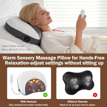 Futurebatt Neck Massager Pillow with Active Cervical Stretching, 3D Rolling Shiatsu Massage & Heat, Neck and Shoulder Massager for Desk Workers, Cervical Relief Pillow for Home and Office