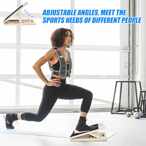 Portable Wooden Slant Board for Calf Stretching,Adjustable Calf Stretcher Slant Board,Physical Therapy Stretching Equipment,Incline Board for Knees Ankle Heel Feet Leg