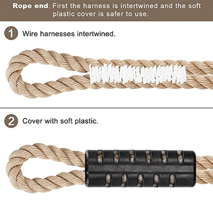 SELEWARE 6.5ft Tree Swing Rope, Adjustable Hammock Straps Hanging Kit - color: Beige-1 Pack, size: 6.5ft