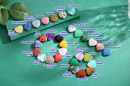 QINJIEJIE 30PCS Heart Crystals Healing Crystal Palm Natural Stone Gemstones - color: Multi-colored - 30pcs Crystal