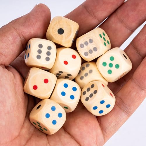 10PCS 16mm D6 Dice Set Wooden 6 Sided Dice Set for D&D Board Games - color: D6-color P