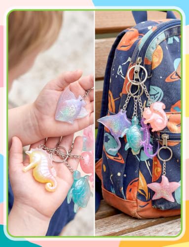 16 Style Marine Terrestrial Amphibious Animals Keychain Epoxy Mold | 24 Pcs Key Ring Accessory, Silicone Mold Keychain Making Mold for Epoxy Resin Casting Craft DIY Pendants Ornaments Gift - color: Animals white