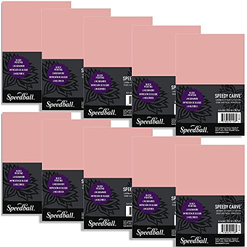 Speedball Speedy-Carve Block Printing Carving Block, Rectangle, Pink, 4 x 6 Inches (10-Pack), Linoleum for Printmaking - size: 10-Pack