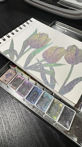 IUILE Handmade Watercolor Paints - Perfection Dot Card (6 colors). Color Shift, Metallic, Shiny, Shimmer - color: Perfection Dot