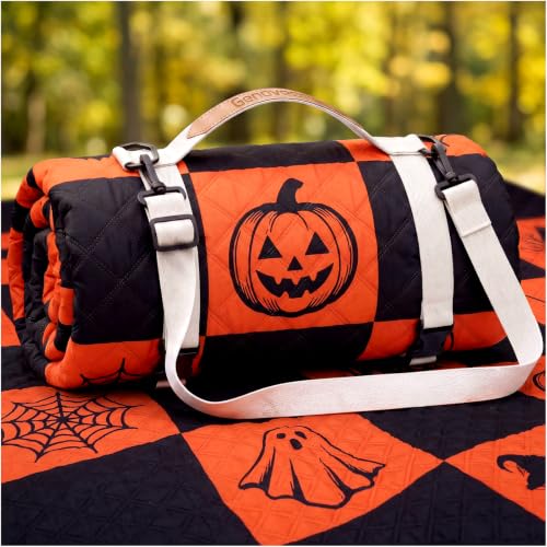 Genovega Waterproof Picnic Blanket Beach Mat Outdoor Outside Rug Floor Carpet Extra Large Foldable Sandproof Autumn Decor Halloween Decoration Outdoor Thanksgiving Essentials Fall Party Stuff Orange - color: Halloween Checkered