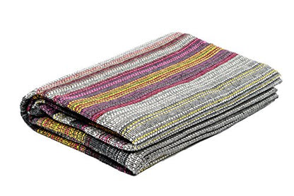 Open Road Goods Handwoven 100% Cotton Outdoor Yoga Blanket – Striped Picnic, Beach, & Patio Throw, Durable Yoga Mat, Throw for Couch, Chairs & Travel - Grey Striped, Full - color: XL Grey Blanket