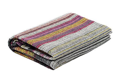 Open Road Goods Handwoven 100% Cotton Outdoor Yoga Blanket – Striped Picnic, Beach, & Patio Throw, Durable Yoga Mat, Throw for Couch, Chairs & Travel - Grey Striped, Full - color: XL Grey Blanket