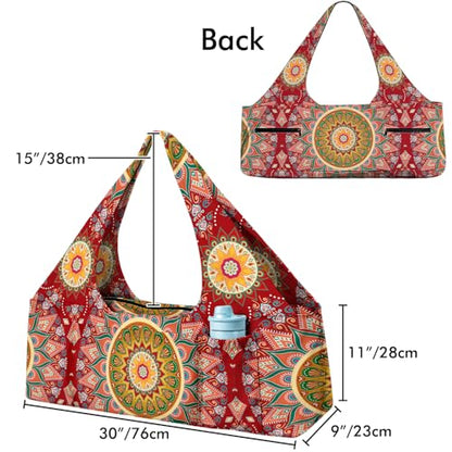 Yoga Mat Bag Large Yoga Bag and Carrier with Strap Zipper and Pockets Fits All Your Stuff Yoga Tote Pilates Bags for Women Fit Most Size Mats - color: Red