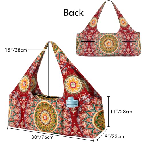 Yoga Mat Bag Large Yoga Bag and Carrier with Strap Zipper and Pockets Fits All Your Stuff Yoga Tote Pilates Bags for Women Fit Most Size Mats - color: Red