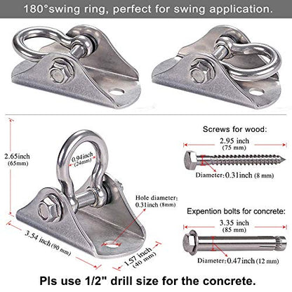 SELEWARE Heavy Duty Swing Hanger Stainless Steel Ceiling Swing Hooks 2 Pack - color: 180° Swing Hanger ( 2 Pack )