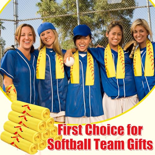 Lonfliness 18Pcs Baseball Cooling Towels 38x12 Inch Breathable Chilly Softball Baseball Microfiber Ice Towel Fast Drying Sport Team Gift for Player Coach Gym Workout Biking Running Yoga (Softball) - color: Yellow