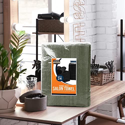 Utopia Towels Cotton Bleach Proof Salon Towels (16x27 inches) - Bleach Safe Gym Hand Towel (24 Pack, Dusty Olive) - color: Dusty Olive, size: 24 Pack