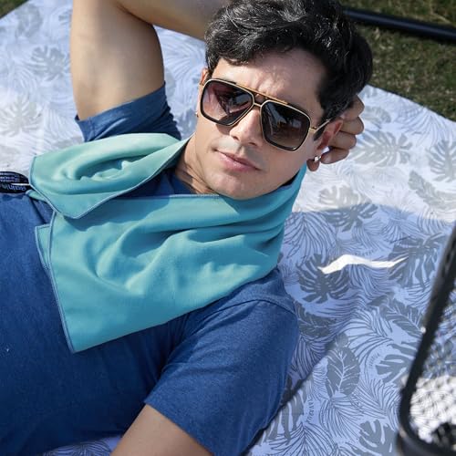 Rainleaf Microfiber Towel Quick Dry Camping & Travel & Gym Towel. Compact - color: Peacock Blue, size: 32.00" x 16.00"