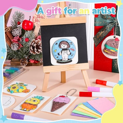 Prudiut Foam Te×ture Painting Kit, 63 Pieces, 3D Puffy Art Craft Set | 30 Foam Sheets, 12 Markers, Water Pen, 20 Chains; Water-Activated 3D Effect; Diy Crafts, Gifts, Classroom Use