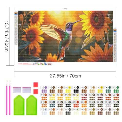 JOOZ Large Diamond Art Kits for Adults - 5D Hummingbird Diamond Painting Kits for Adults, DIY Bird Full Drill Diamond Art Painting for Beginners, Gem Art Kits for Home Wall Decor 27.5x15.7 Inch - color: Hummingbird 051