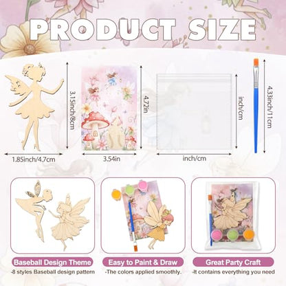 Saypacck 24 Pcs Fairy Birthday Party Favors Wooden Paint Craft Kits | Fairy Theme for Goodie Bags, Organza Bag Packaging, Kids Party Activity, Wooden Ornaments DIY - style: Fairy