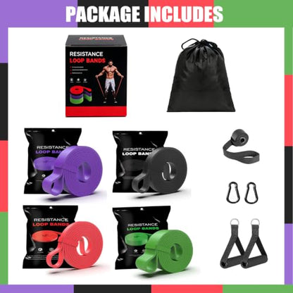 Resistance Bands for Working Out,4-Level Elastic Pull Up Assistance Bands Set for Men & Women,Exercise Bands for Full-Body Training, Fitness, Physical Therapy, Stretch Workout Bands at Home, Gym - size: 7set