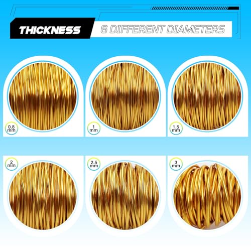 Aluminum Craft Wire,8 Gauge (3mm) Gold Bendable Wire,32 Feet Continuous Roll for Jewelry Making,Sculpting,Floral & Armature Projects - size: 8 Gauge 32FT, style: Gold