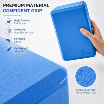 EXERZ Yoga Blocks 2 pack, Gym Blocks, Exercise Workout Fitness Bricks, Pilates Stretch Handstand Non-Slip - color: Blue