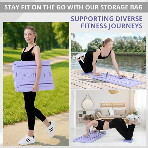 JANUA Pilates Board - Pilates Reformer Set, Multi-Purpose Foldable Pilates Reformer Board for Home, 5 in 1 Pilates Sliding Board - color: Purple