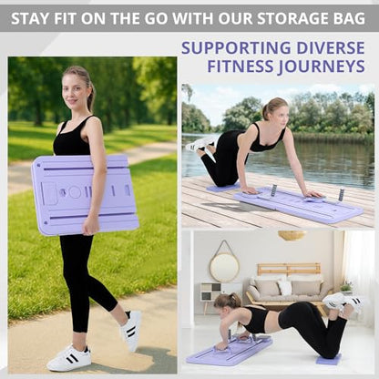 JANUA Pilates Board - Pilates Reformer Set, Multi-Purpose Foldable Pilates Reformer Board for Home, 5 in 1 Pilates Sliding Board - color: Purple
