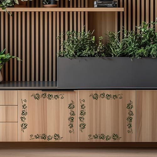 ORIGACH 15 Pcs Vine Stencils for Painting on Wood Wall | Reusable Plant Painting Stencils Templates for Fabric Canvas Window Furniture Home Decor - style: Vine