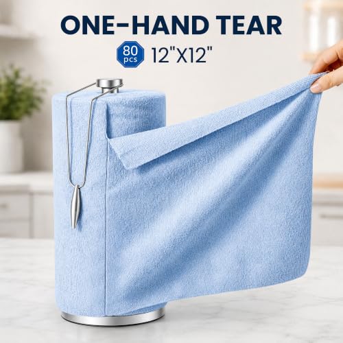 Veco Microfiber Cleaning Cloth Roll 80 PCS, 12" x 12" - color: Blue