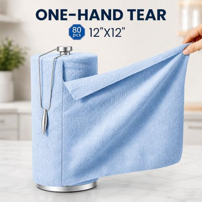 Veco Microfiber Cleaning Cloth Roll 80 PCS, 12" x 12" - color: Blue