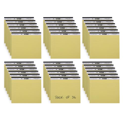 ROARING SPRING Wide Landscape Legal Pad, Canary Yellow, 36 Pads, 11" x 9.5", College-Ruled with Margin, 20 lb Recycled Paper, 40 Perforated Sheets, Made in USA - color: Canary, style: 36 Pads